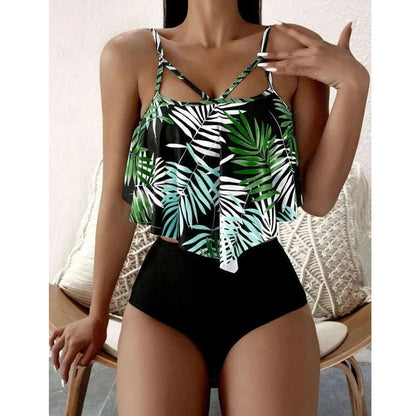 Amalfi Originals | Tankini con volantes y estampado de hojas