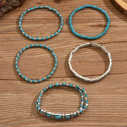 Ensemble de bracelets bohèmes avec perles turquoise