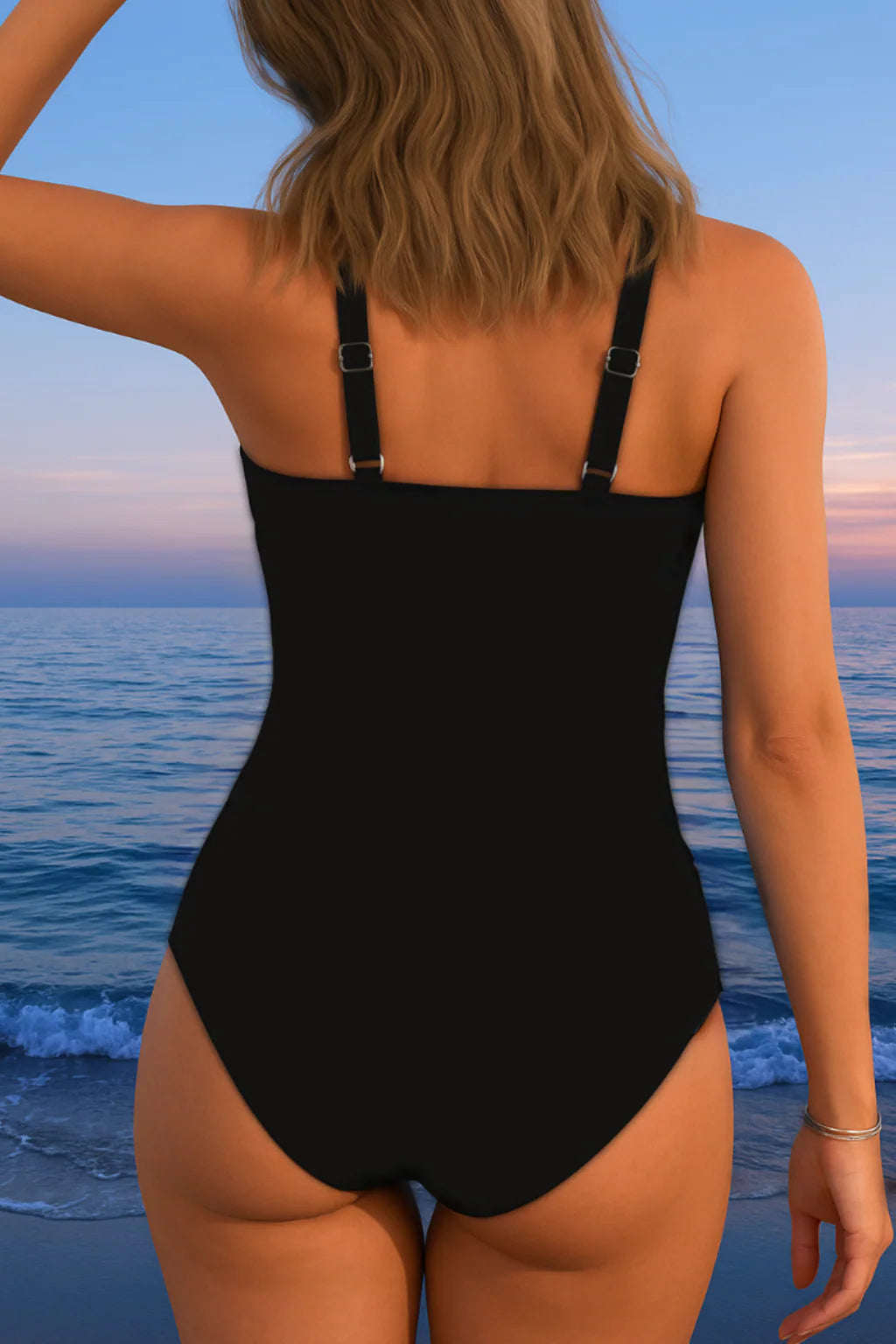 Selene Originals | Traje de baño de lujo con escote espalda deportiva y estampado multicolor